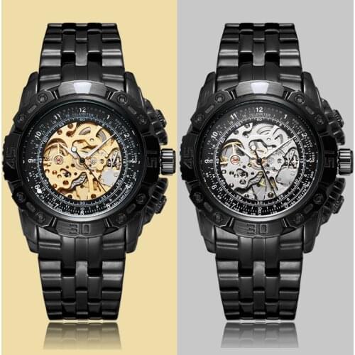 2020 Luxury Automatic Mechanical Watch Men Black Silver Gold Stainless Steel Skeleton Wristwatch Male Business relogio masculino