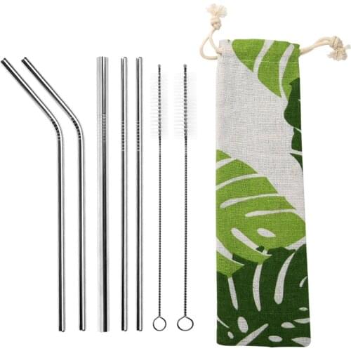 Stainless Steel Metal Drinking Straw Eco Friendly Reusable Straw Cleaner Brush Tube Straws Wedding Party Decoration Accessories