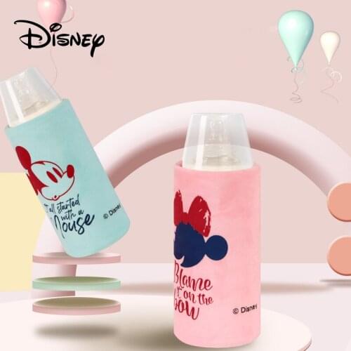 Disney USB Heating Milk Bottle Insulation Cover Baby Thermostatic Warmer Bag Winter Outing Portable Soft Velvet Fabric Milk Warm