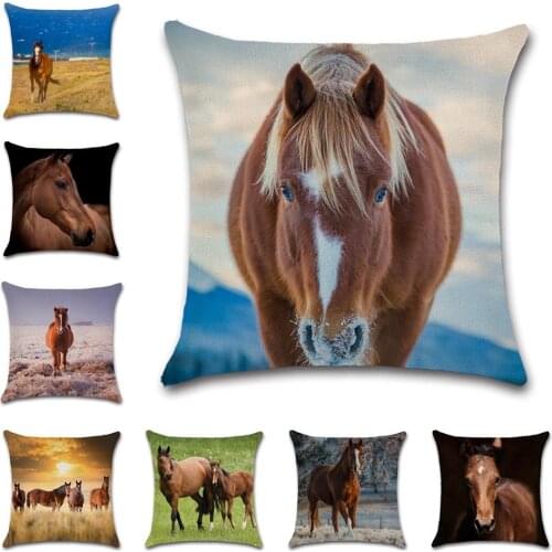 Horse Print and View Animal Cushion Cover decorative Home chair car seat friend Decor Living room sofa kids gift pillowcase