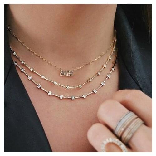 BABY necklace delicate jewelry 100% 925 sterling silver micro pave cz Alphabet lover valentines gift necklaces