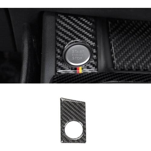 For Audi A4 B9 A4L 2017 2018 Carbon Fiber Car Interior Engine Start Stop Ring Panel Cover Trim
