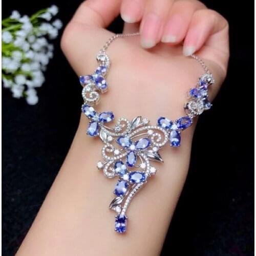 Boutique jewelry 925 Silver- Natural Tanzanite Jewelry Deluxe Necklace Pendant Support Inspection