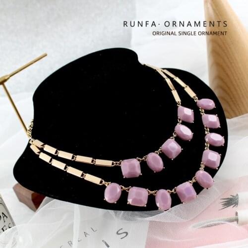 Europe and America to restore ancient ways double temperament imitation gemstones short cut yakeli necklace accessories