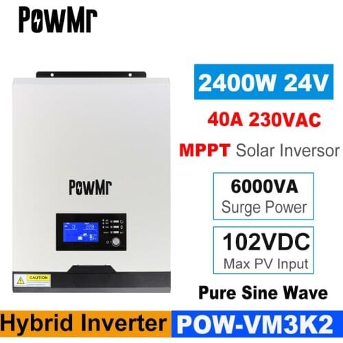 Y-Solar 3000va 2400W Solar Inverter 24V 230VAC 50Hz/60Hz Hybrid Inverter Pure Sine Wave MPPT 40A Battery Charger Inversor New