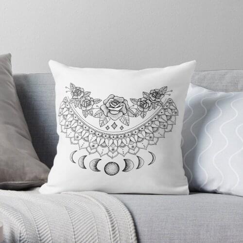 Lunar Floral Mandala Throw Pillow Cushion Cover Polyester throw pillows case on sofa home living room car seat decor 45x45cm
