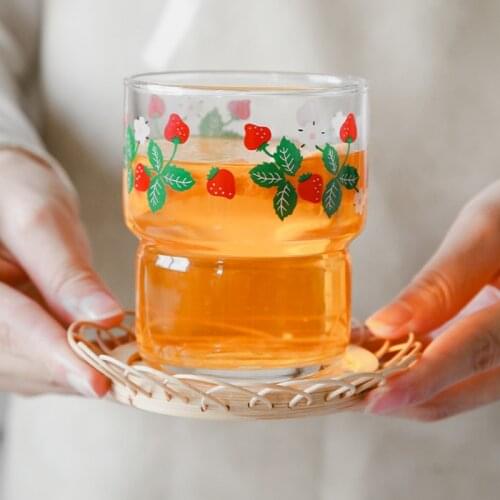 Retro 280 Printing Milkshake Coffee Cup Multi-Purpose Glass Elegant Double Strawberry Wine Family Drinkware Taste Wine Glass