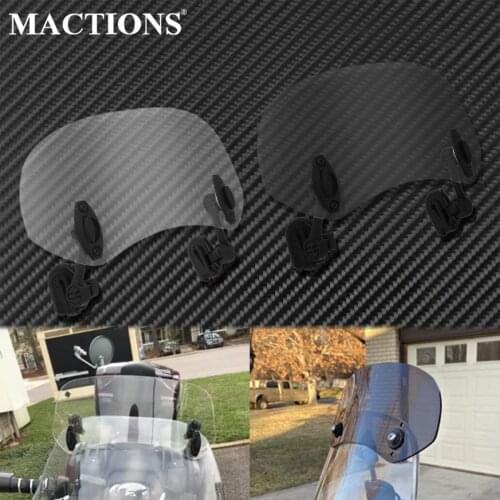 Motorcycle Universal Windshield Extension Smoke/Clear Spoiler Clamp On Windscreen Air Deflector Adjustable For BMW For Kawasaki