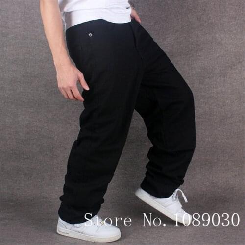 Mens Black Baggy Jeans Hip Hop Street Wear Skateboarder Denim Pants loose Style Plus Size 30-46 Jeans Skateboarder Denim Pants