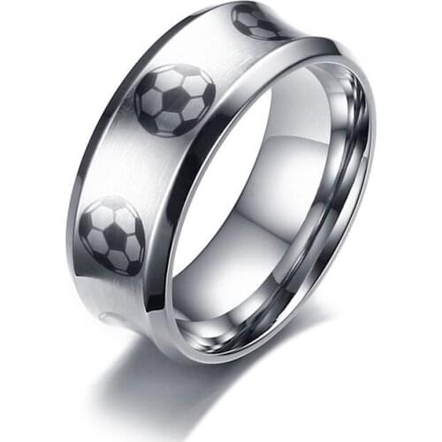 Football Pattern Ring for Men High Quality Stainless Steel Male Soccer Ring Alliance Sport Jewelry
