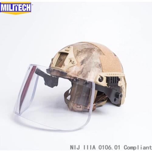 MILITECH ATACS AU OCC Liner Set NIJ IIIA FAST Bulletproof Helmet and Visor Set Deal Ballistic Helmet Ballistic Bullet Proof Mask