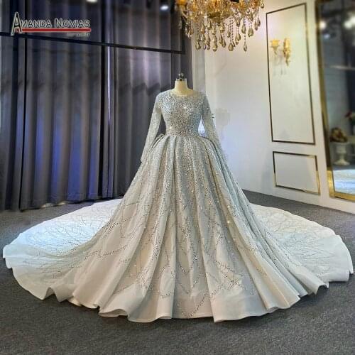 2021 new muslim wedding dress heavy beading luxury