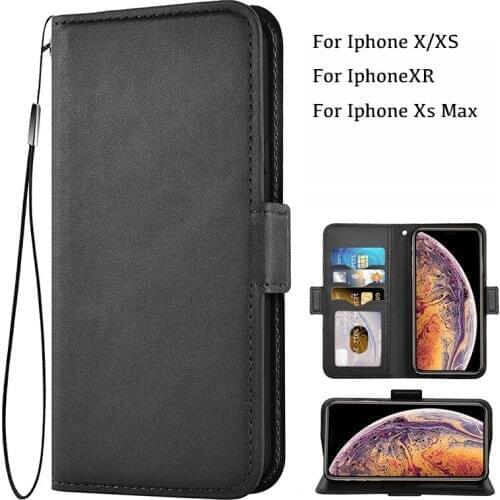 Wholesale 50pcs/lot new Flip Cover TPU+PU mobile cell phone Case For iphone x xs xr max back case with strap good quality