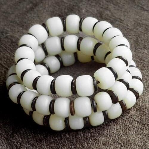 Wholesale Natural jadewhite Bodhi Fruit Apple Beads Coconut Bracelets 10x8mm 10pcs lot Free Shipping