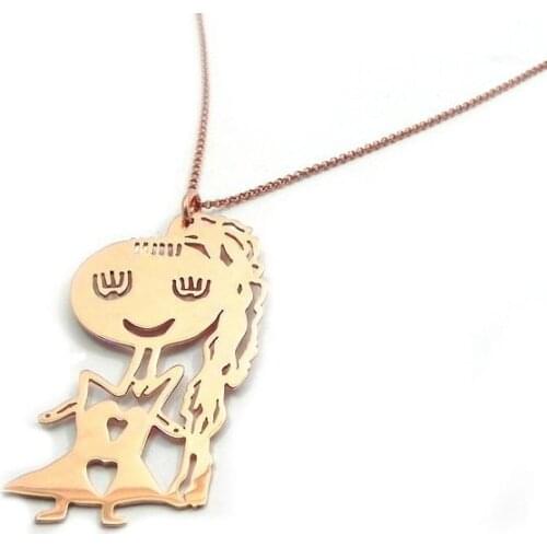 DOREMI Customized drawing necklace, actual children drawing necklace Kids Art Child Artwork family keepsake jewelry