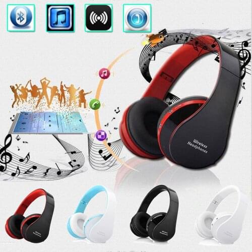 3D Portable Foldable Wireless Headphones Wired 3.5mm Stereo Bluetooth Music Headset Audio Mp3 FM Adjustable Earphones with Mic