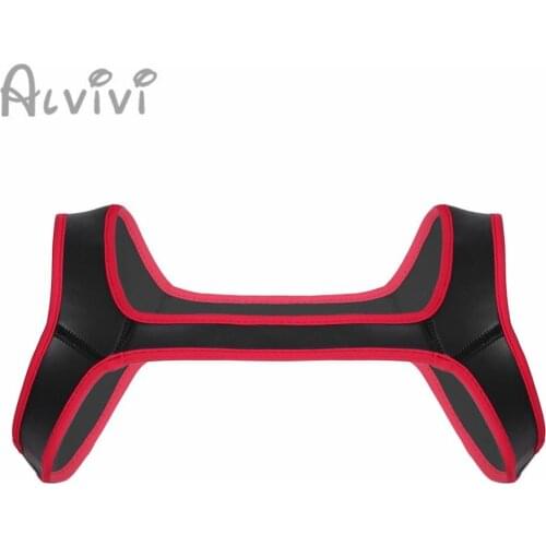 Alvivi Mens Elastic Shoulder Chest Harness Strap Neoprene Double Shoulder Wide Straps Harness Belt Muscles Protector Stap Club