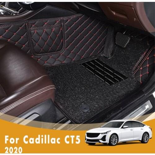 RHD Luxury Double Layer Wire Loop Car Floor Mats For Cadillac CT5 2020 Custom Auto Foot Pads Automobile carpet covers Rugs