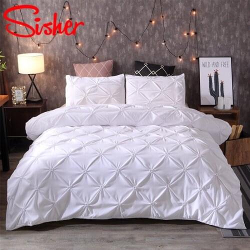 Sisher Luxury Duvet Cover Soft Comfortable Classic Comforter Bedding Sets With Flower 3PCS Double Queen King