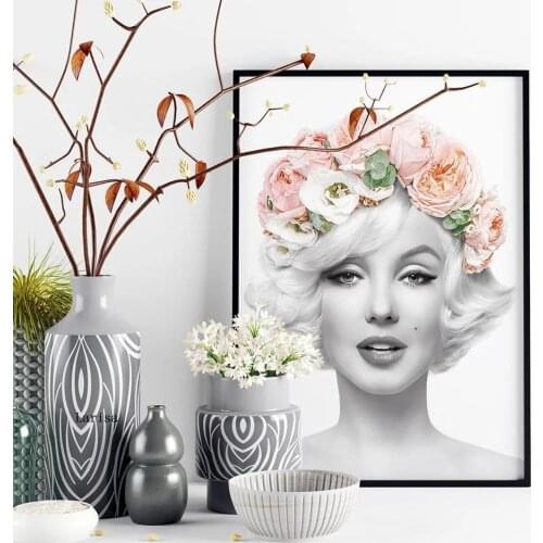 Modern Fashion Simple Poster Flower Beauty Canvas Painting Black White Wall Art Print Picture for Living Room Home Decoration