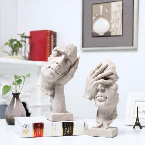 Human Statues Resin Sculptures Small Figurines / Silence Is Gold Office Home Decoration / Manualidades Crafts Home Decor