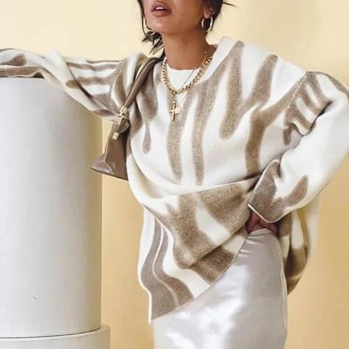 Loose women sweaters 2021 fashion long sleeve pullover women sweaters new print loose casual women top round neck one size