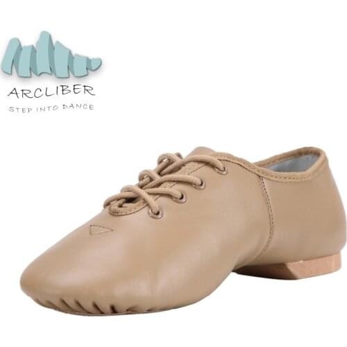 Jazz Dance Shoes, Lace Up Genuine Leather For Men Women Kids, Feature Soft Stretch, Sneakers For Salsa Ballet Ballroom Dancing