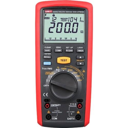 UNI-T UT505B Handheld Insulation Resistance Tester True RMS Insulation Resistance Multimeter 1000V Megohmmeter LCD Backlight