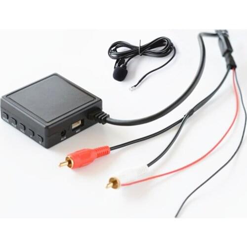 Universal Car Bluetooth 2RCA AUX Adapter Wireless Audio Phone Call Handsfree Microphone for Stereo with 2RCA AUX-IN Audio Input