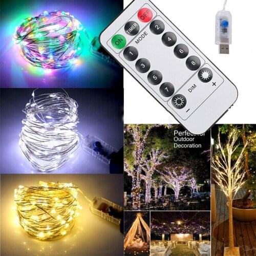 1/2/3/4/5M USB LED Holiday Fairy Lights Waterproof LED Silver Wire String with Remote for Christmas Party Wedding Decoration