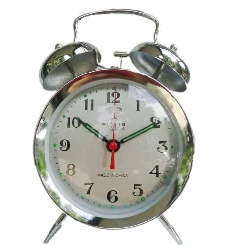 Vintage old fashioned manual clockwork ultralarge mechanical alarm clock metal horseshoe alarm clock