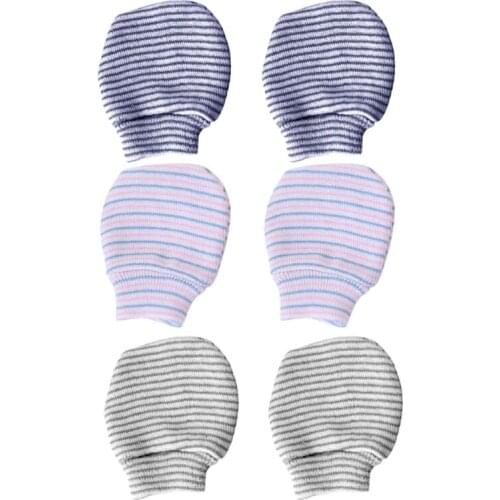 W3JF 3 Pair/set Simple Cute Baby Knitting Mitten Newborn Anti-eat Hand Anti-Grab Face Protect Glove Baby Mitten