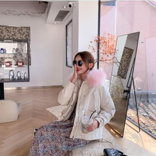 Winter 2019 new style female cotton students Korean version fashion loose short jacket wool collar cap warm comfortable padded
