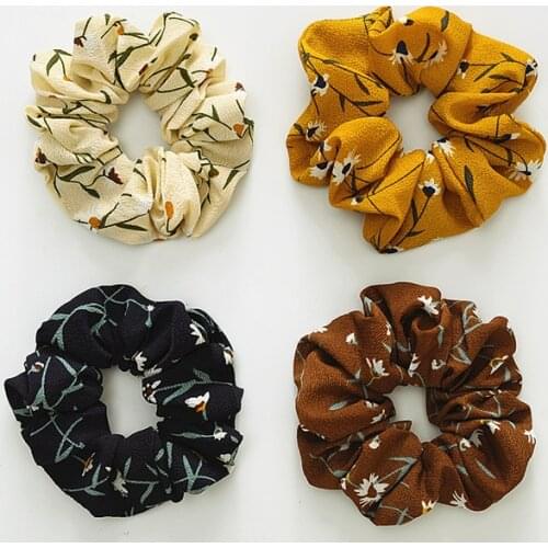 Korean Modal Chiffon Hair Bands for Women Floral Print Hair Tie Girl Headdress Accessories