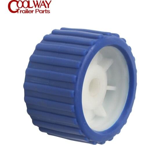 1PC EVA+PP Boat Trailer 5 Inch Blue Marine Ribbed Wobble Roller 8MM Bore Soft Wobble Roller Shaft Parts Accessories