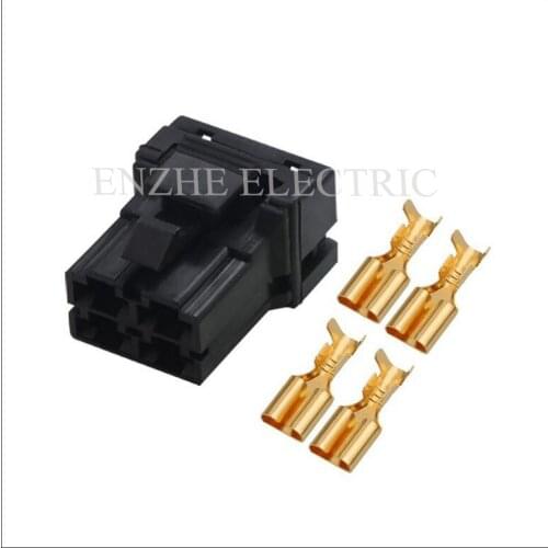 100SET DJ7042Ｄ-6.3-21 car female cable jacket auto socket 4 pin Connector automotive plug Includes four terminal