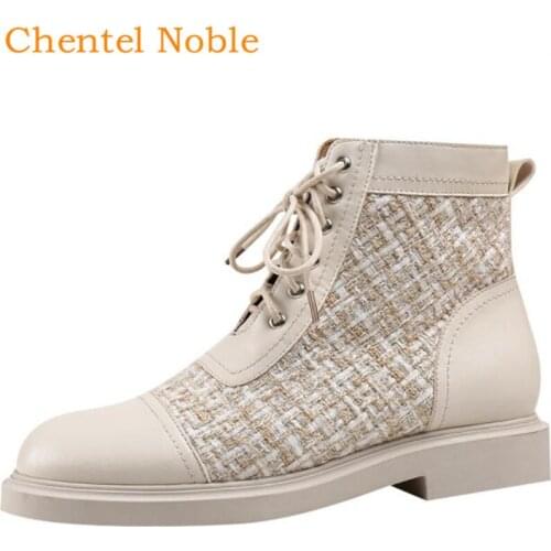 2019 Women Graceful Short Boots Ankle Boots Fashionable Lace-Up Dress Boots Flats Heel British Boots Black Color 35-40 Size