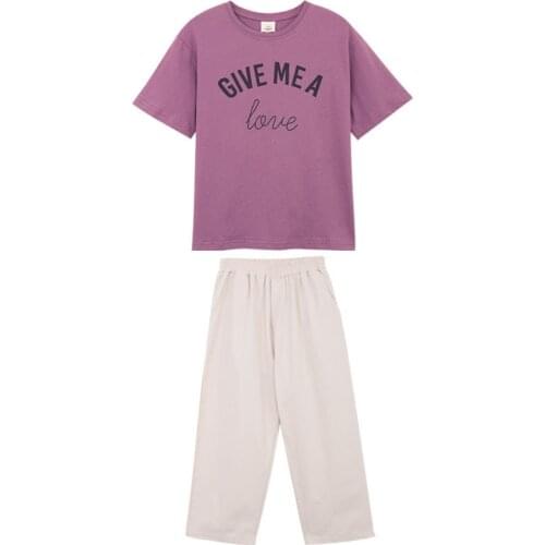 2021 Girls Clothing Sets Summer Fashion Girls T-shirt+Casual Pants 2Pcs Girls Clothes Suitable For 4 5 6 7 8 9 10 11 12 13 Years