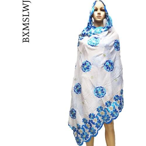 2021 Muslim Fashion Pashmina Hijab Scarf African Women Scarves Headscarf Turkush Indian Arabic Foulard Cotton Hijab Embroidery
