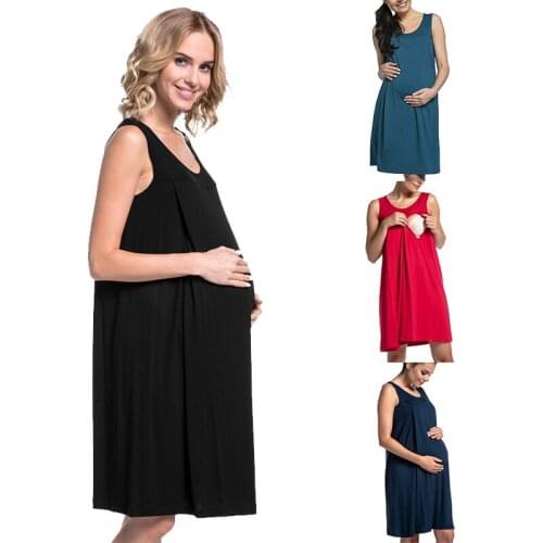 2021 New Summer Fashion Maternity Clothes Pregnant Women Sleeveless Bodycon Dress Sexy Solid Dress Vestido maternidad