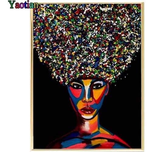 5d diy diamond embroidery African woman full square round drill diamond painting mosaic kit Diamond Mosaic Graffiti wall art