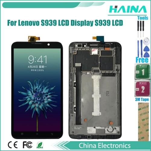 6.0 inch with Frame + lcd+touchscreen For Lenovo S939 LCD Display S939 LCD Display with Touch Screen Digitizer Replacement Parts