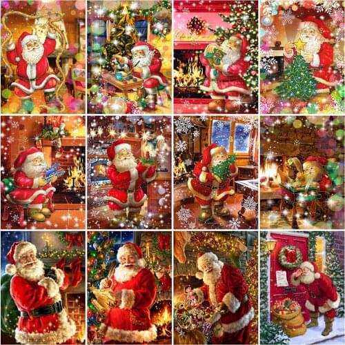 MomoArt 5D DIY Diamond Mosaic Cartoon Full Drill Square Diamond Embroidery Santa Claus Needlework Mosaic Christmas Child Gift