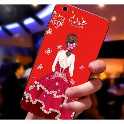 New for iphone X 8 8plus red Back figure girls diamond dress Cases Ultra Thin Full Cover For iphone 7 7plus 6 plus 5 5s tpu case