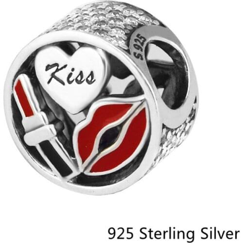 CKK Glamour Kiss Charm, Mixed Enamel Charms 925 Sterling Silver Beads Original Jewelry Fits For Bracelets