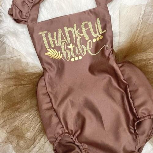 Thanksgiving Newborn Baby Clothes Summer Girls Letter Children Rompers Sleeveless Jumpsuit Sling Strap Kids Outfits
