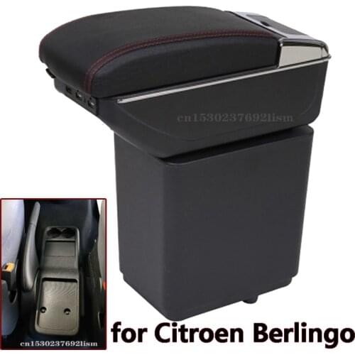 For Citroen Berlingo Armrest Retrofit parts For Peugeot Partner tepee Car Armrest Storage box car accessories Charging USB LED