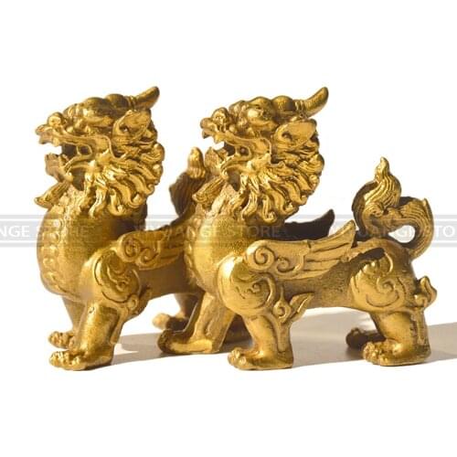 Fengshui Chinese Dragon Chilin Dragon Unicorn Kylin Pi Xiu Kirin Statue Couple Halloween Home Decoration