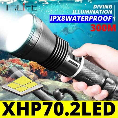 XHP70.2 Powerful LED Scuba Diving Flashlight Brightest 30W XHP70.2 Underwater Torch IPX8 Waterproof XHP50 .2 Dive light Lamp