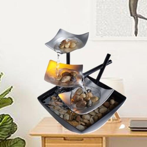 Water Fountain Desktop Relaxation Indoor Water Fountain Flowing Waterfall Feng Shui Tabletop Decor Ornaments Bedroom Accessories
